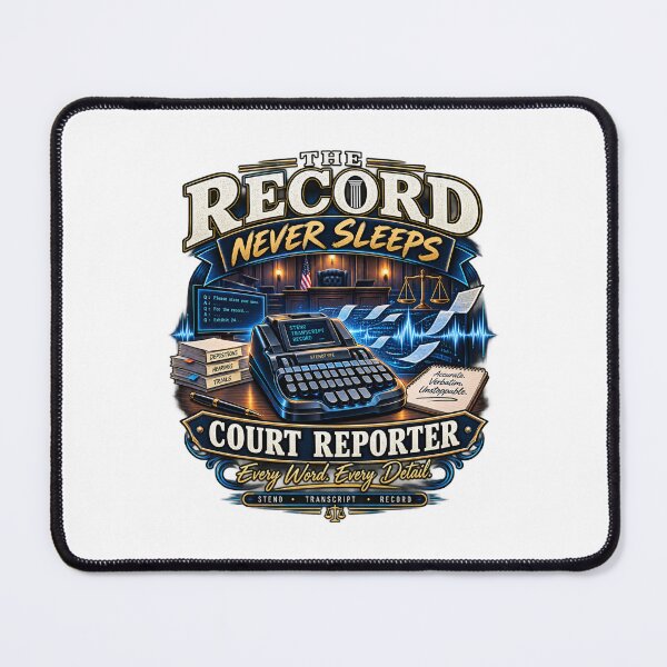 Item preview, The Record Never Sleeps – Court Reporter Stenotype Design designed and sold by amndro.
