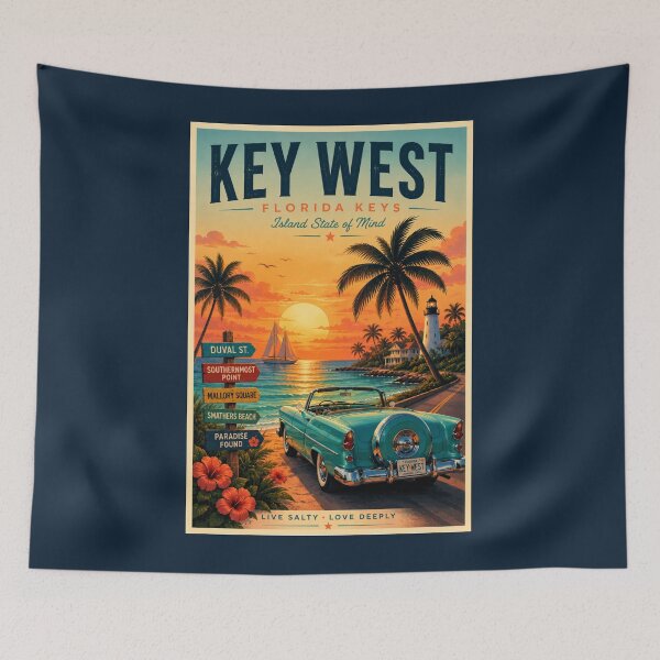 Item preview, Key West Florida Keys Vintage Travel Poster designed and sold by piketo.