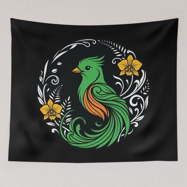 Item preview, Majestic Quetzal Floral Wreath Vector Graphic Art designed and sold by ZUMERI.