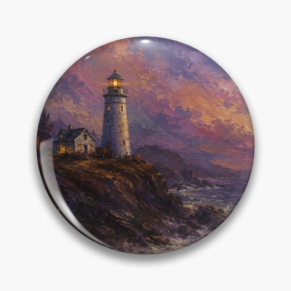 Item preview, Full Moon Lighthouse - Purple Twilight Coastal Wall Art designed and sold by Joey Santiago.
