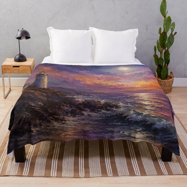 Item preview, Full Moon Lighthouse - Purple Twilight Coastal Wall Art designed and sold by Joey Santiago.