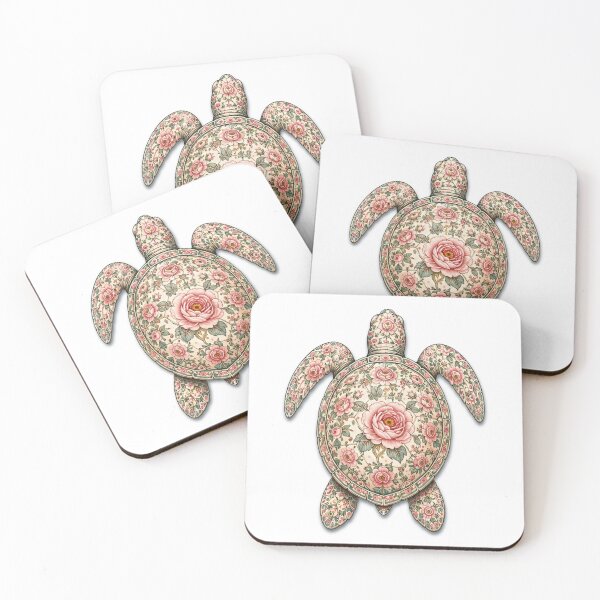 Item preview, Sea Turtle Ocean Pink Rose | Floral Ocean Art Collection designed and sold by Zaru Art Studio.