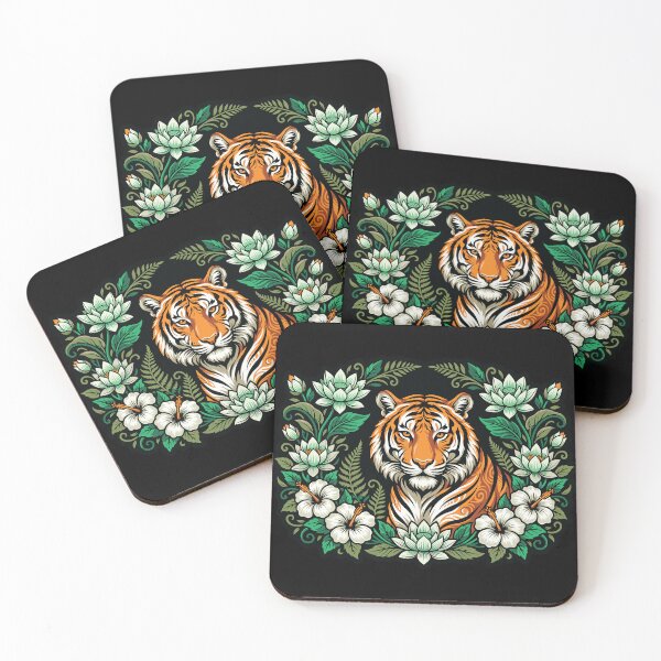 Item preview, Majestic Tiger Floral Wreath Vector Graphic Art designed and sold by ZUMERI.
