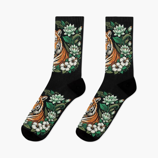 Item preview, Majestic Tiger Floral Wreath Vector Graphic Art designed and sold by ZUMERI.