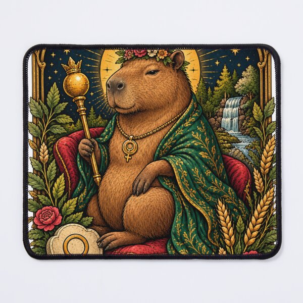 Item preview, The Empress Capybara Tarot Card – Cozy Dark Academia Vintage Art designed and sold by zhivago1980.
