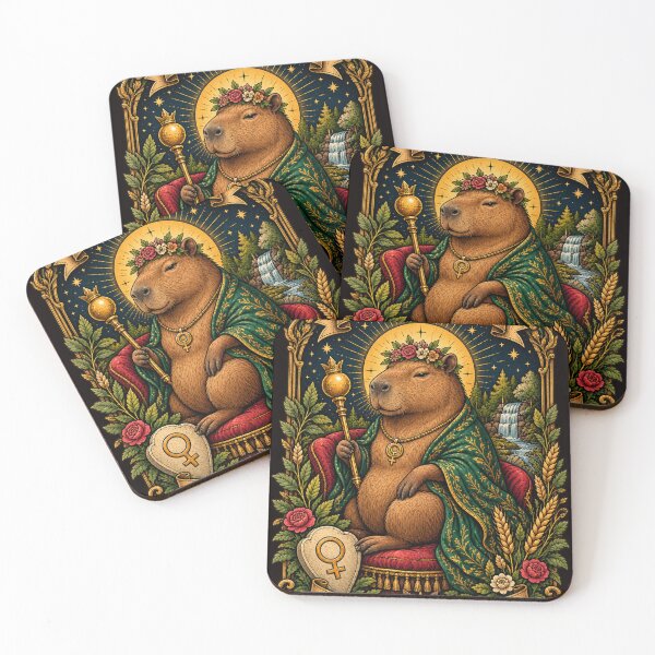 Item preview, The Empress Capybara Tarot Card – Cozy Dark Academia Vintage Art designed and sold by zhivago1980.