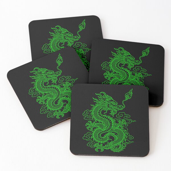 Item preview, Green Vietnamese Dragon - Cyberpunk Mythical Line Art designed and sold by Rising Drake.