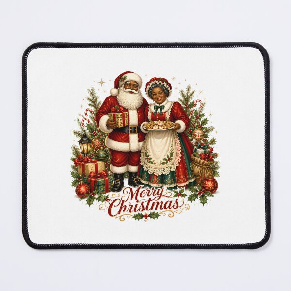 Item preview, Retro Black Santa And Mrs. Claus designed and sold by Whimsy Petal and Co..