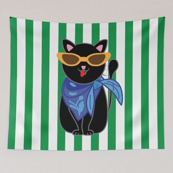 Item preview, Black cat wearing cool sunglasses designed and sold by fluffyfamcraft.