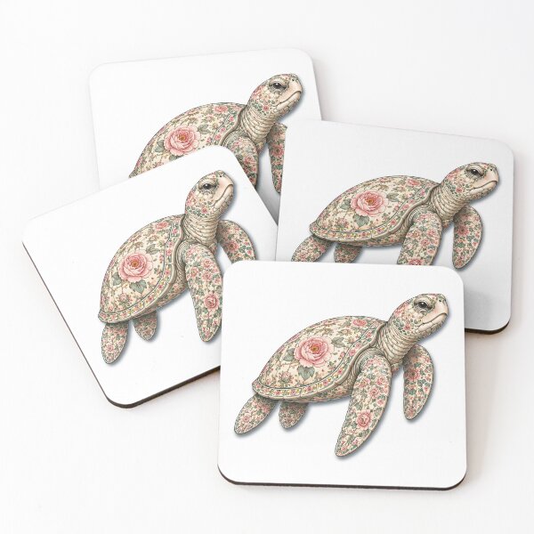 Item preview, Sea Turtle Ocean Pink Rose| Ocean Floral Art Collection designed and sold by Zaru Art Studio.