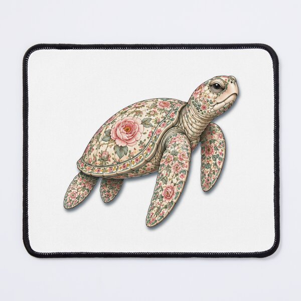 Item preview, Sea Turtle Ocean Pink Rose| Ocean Floral Art Collection designed and sold by Zaru Art Studio.