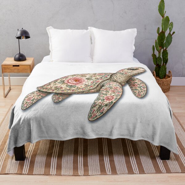Item preview, Sea Turtle Ocean Pink Rose| Ocean Floral Art Collection designed and sold by Zaru Art Studio.