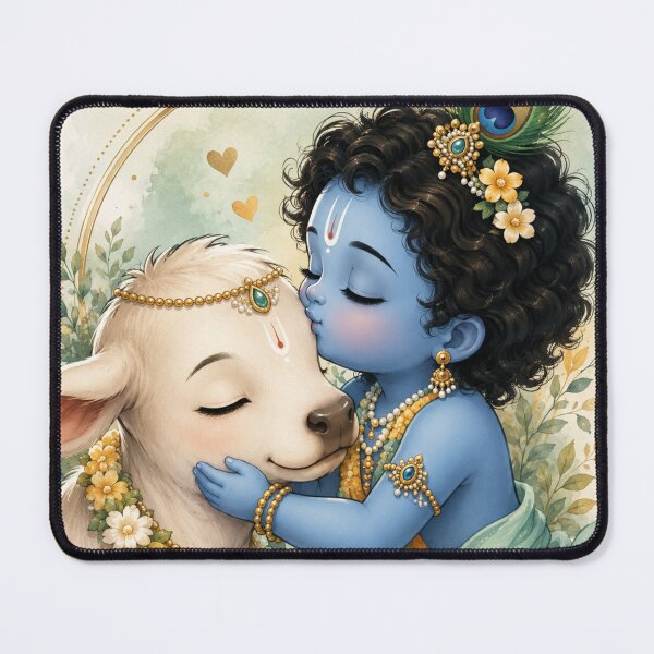 Item preview, Baby Krishna Divine Cow Blessing designed and sold by RedSwagStore.