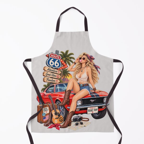 Item preview, Route 66 Retro Pin-Up Girl – Classic Car Road Trip Adventure designed and sold by Ghostwave Atelier.
