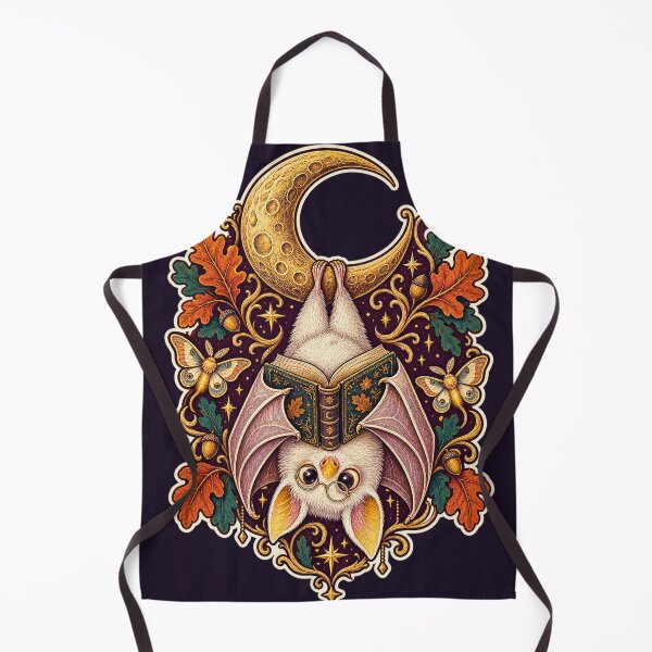 Item preview, Bookish White Bat Reading Under a Crescent Moon designed and sold by NoorCanvasArt.