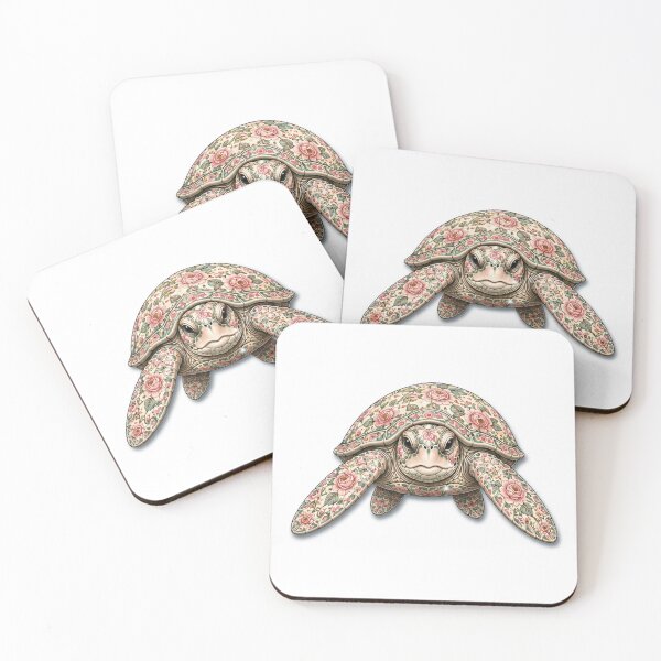 Item preview, Sea Turtle Ocean Pink Rose| Ocean Floral Art Collection designed and sold by Zaru Art Studio.