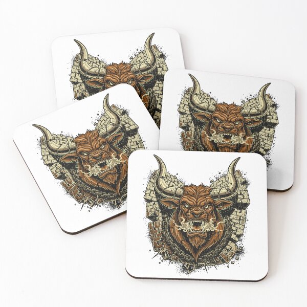 Item preview, Furious Minotaur Breaking Stone Wall Design designed and sold by Romgora.