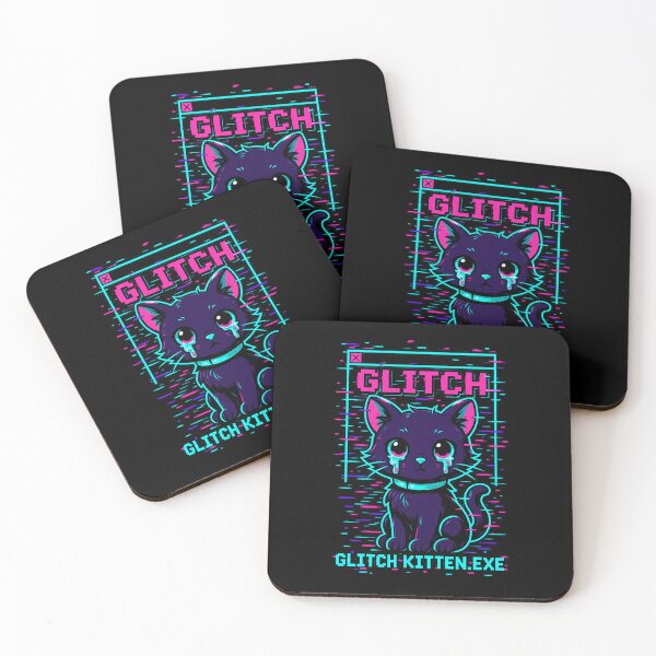 Item preview, Corrupted Kitten.exe – Neon Glitch Pixel Cat designed and sold by JupiterGlitchEmpire.