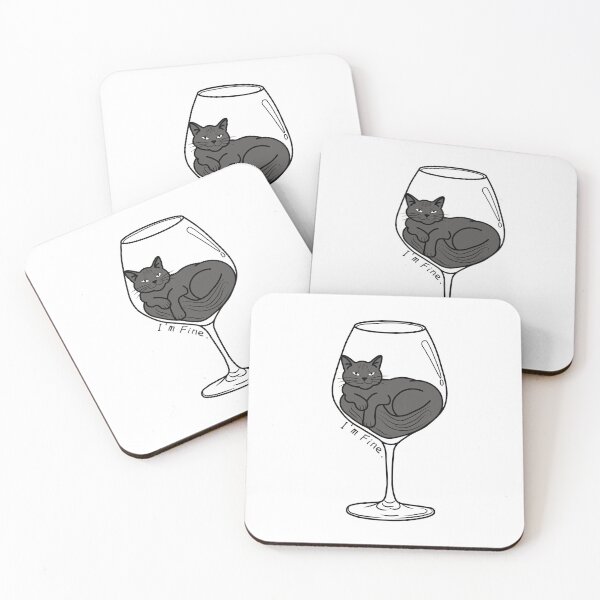 Item preview, Cat in Wine Glass — Liquid Cat I'm Fine Funny Art designed and sold by Tanapan2529.