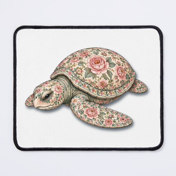 Item preview, Sea Turtle Ocean Pink Rose| Ocean Floral Art Collection designed and sold by Zaru Art Studio.