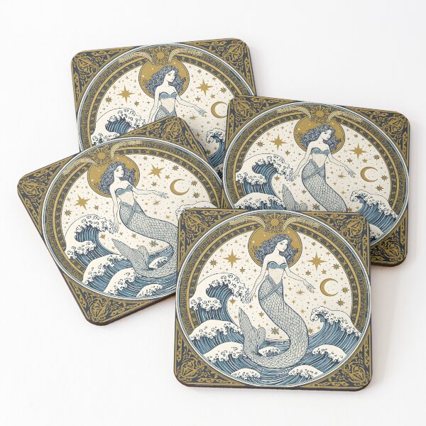 Item preview, Golden Mermaid Ornate Circular Art designed and sold by ameetlumiere.