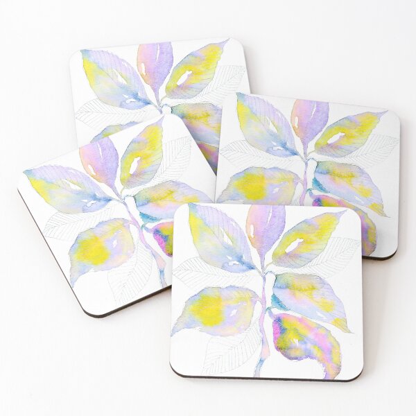 Item preview, Pastel Botanical Leaves: Lavender Yellow Watercolour Line Art designed and sold by ArithraStudio.