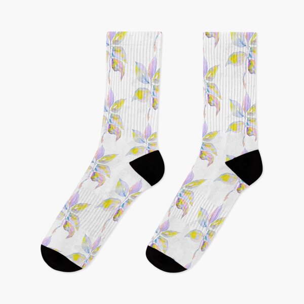 Item preview, Pastel Botanical Leaves: Lavender Yellow Watercolour Line Art designed and sold by ArithraStudio.