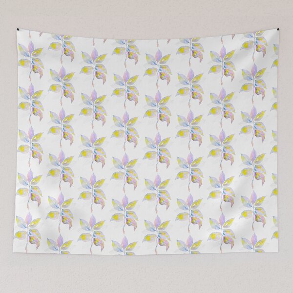 Item preview, Pastel Botanical Leaves: Lavender Yellow Watercolour Line Art designed and sold by ArithraStudio.