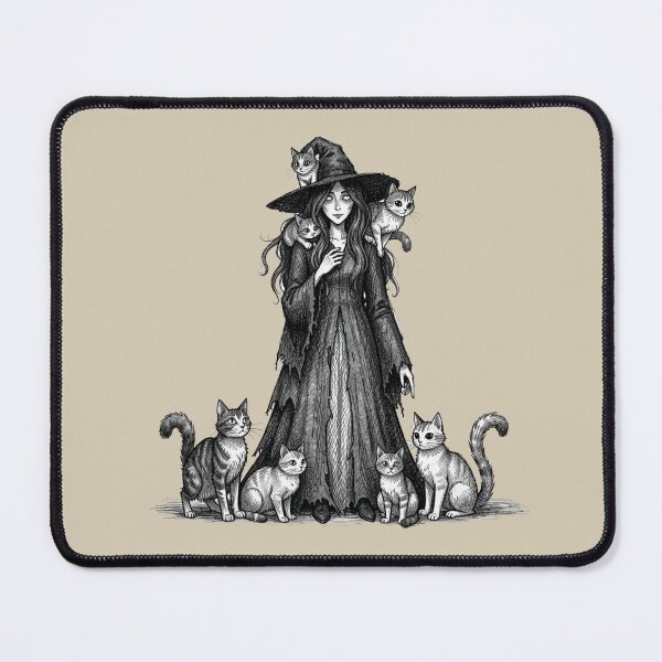 Item preview, Charming witch with cats designed and sold by MagelliShop.