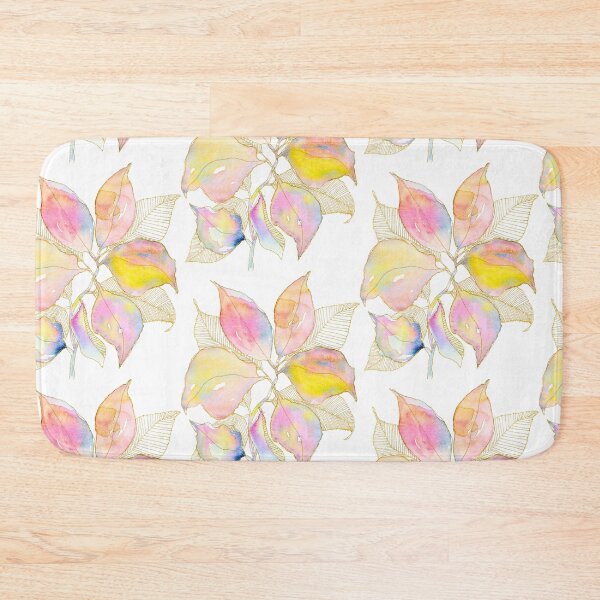 Item preview, Pastel Botanical Leaves: Pink Yellow Watercolour with Gold Linework designed and sold by ArithraStudio.