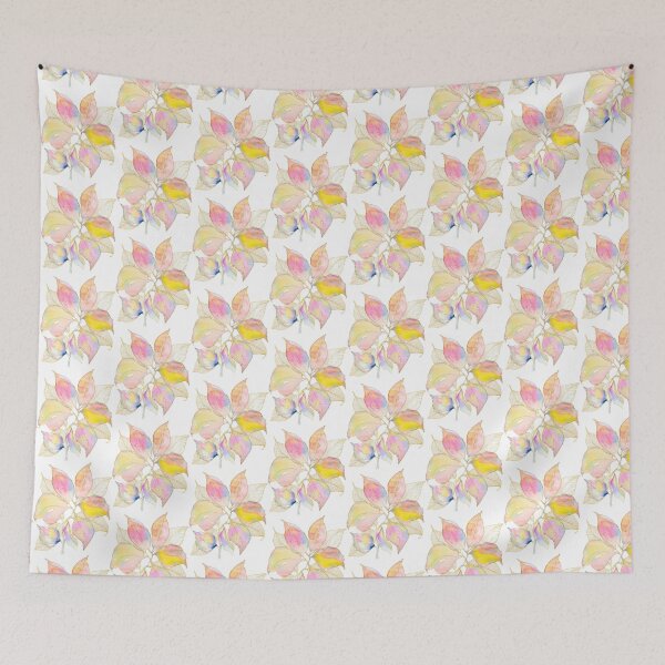 Item preview, Pastel Botanical Leaves: Pink Yellow Watercolour with Gold Linework designed and sold by ArithraStudio.