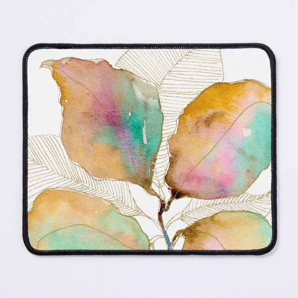 Item preview, Pastel Botanical Leaves: Mint Pink Watercolour Gold Linework designed and sold by ArithraStudio.