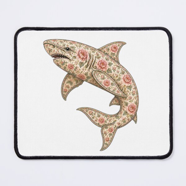 Item preview, Floral Shark Ocean Pink Rose | Ocean Floral Art Collection designed and sold by Zaru Art Studio.
