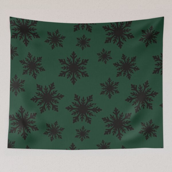 Item preview, Dark Forest Green Black Snowflake Pattern designed and sold by GemsAnatomy.