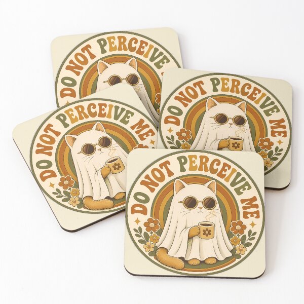 Item preview, Do Not Perceive Me - Retro Ghost Cat Coffee Sticker designed and sold by Swizzy2vore.
