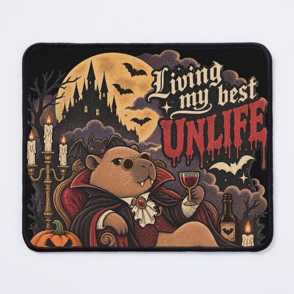 Item preview, Living My Best Unlife – Vampire Capybara Vintage Gothic Halloween designed and sold by Freedesign-home.