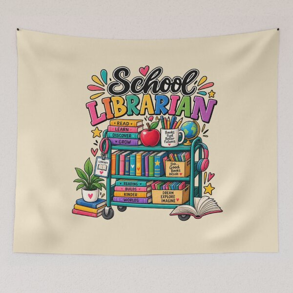 Item preview, School Librarian Gift Back To School Library Book Cart Style designed and sold by Corvoria.