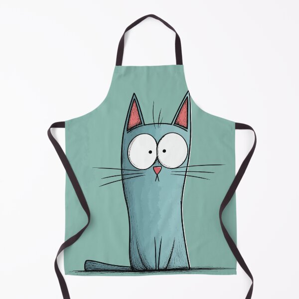 Item preview, Funny Tall Blue Cat Wide Eyes Cute Skinny Long Cat Comic Graphic designed and sold by The Upside Down.