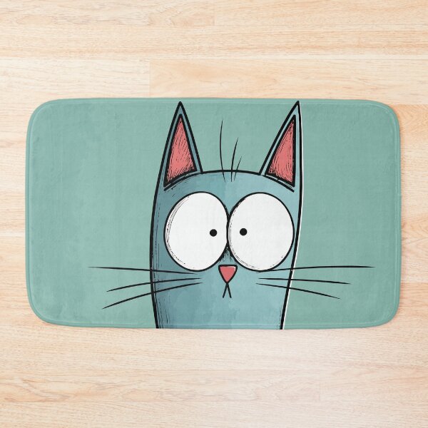 Item preview, Funny Tall Blue Cat Wide Eyes Cute Skinny Long Cat Comic Graphic designed and sold by The Upside Down.
