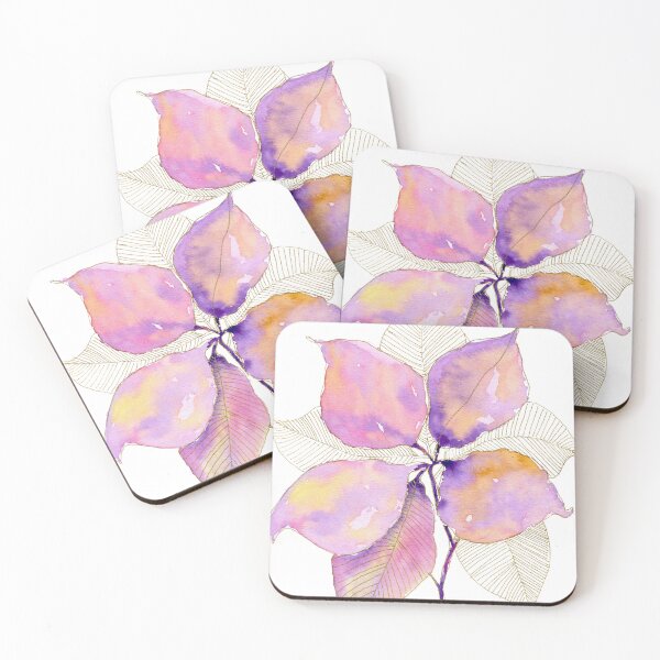Item preview, Pink Lavender Botanical Leaves: Watercolour Gold Line Art designed and sold by ArithraStudio.