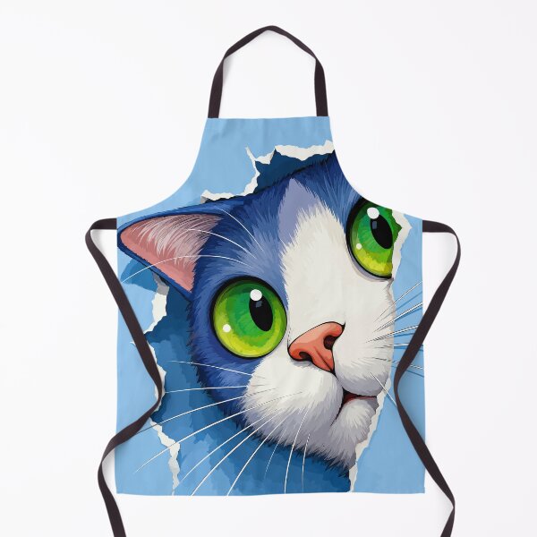 Item preview, Peeking Blue Tuxedo Cat Green Eyes Ripped Paper Hole 3D Art Graphic designed and sold by The Upside Down.