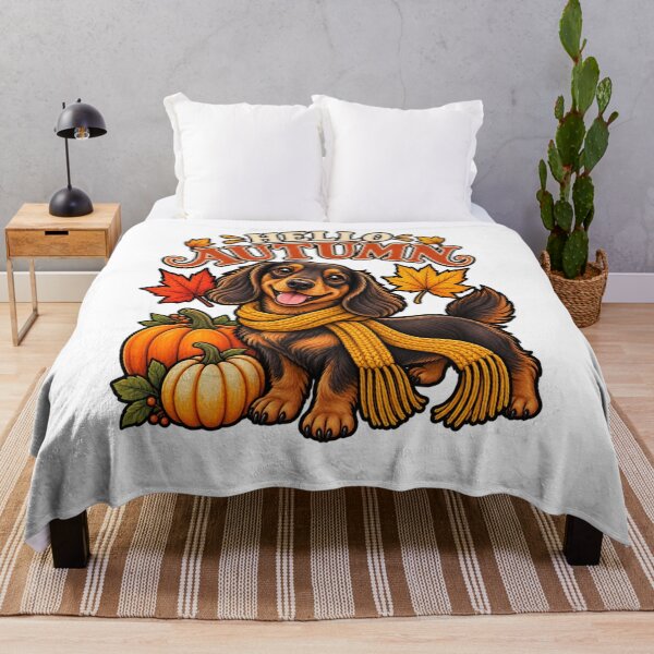 Artikelvorschau, Hello Autumn Dachshund | Cute Doxie Fall Pumpkin Thanksgiving Dog entworfen und verkauft von KnrNazimTHRE4DS.