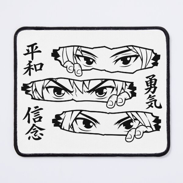 Aperçu de l'œuvre Paix, courage, conviction – Yeux de manga, kanji japonais créée et vendue par Mavriboy.