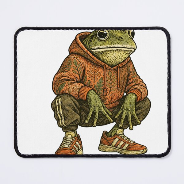 Item preview, frog toad bullfrog squatting chilling with hoddie designed and sold by PhiloDoh.
