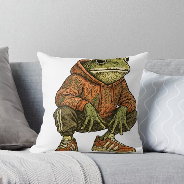 Item preview, frog toad bullfrog squatting chilling with hoddie designed and sold by PhiloDoh.