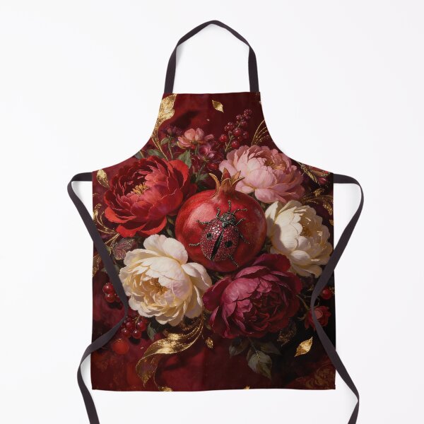Item preview, Baroque Oil Painting Peonies Pomegranate and Ladybug Art designed and sold by DMarquiseArt.