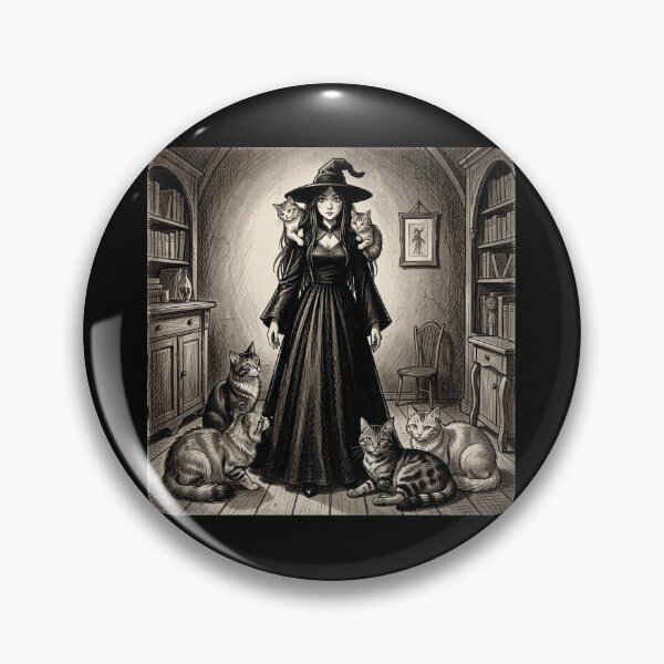 Item preview, Charming witch with cats designed and sold by MagelliShop.