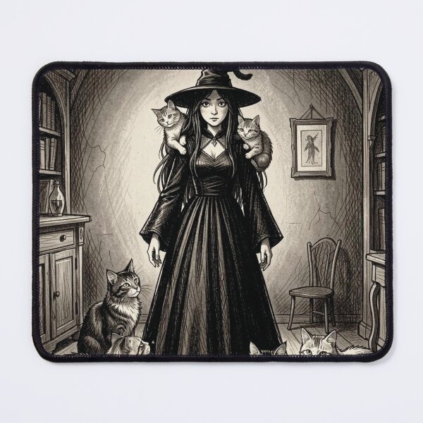 Item preview, Charming witch with cats designed and sold by MagelliShop.