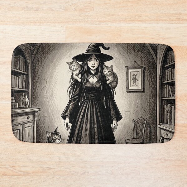 Item preview, Charming witch with cats designed and sold by MagelliShop.