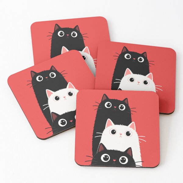 Item preview, Funny Tall Stacked Cats Looking Up Cute Black and White Kitty Graphic designed and sold by The Upside Down.